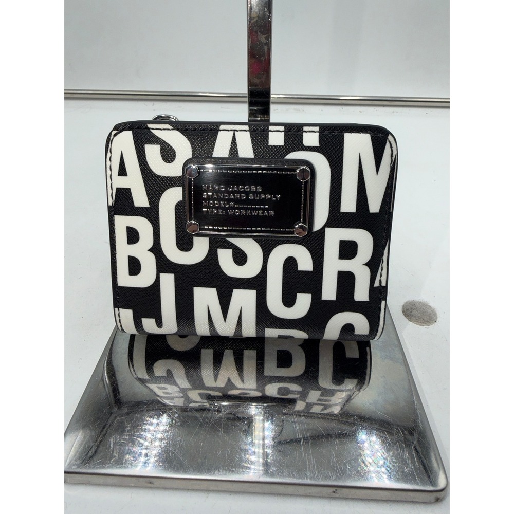 Marc Jacobs Standard Supply Workwear Logo Compact Wallet Black White
